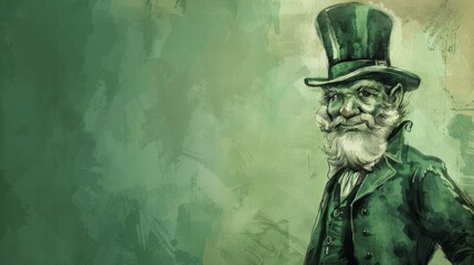 Fototapeta premium Leprechaun character illustration with empty space for text