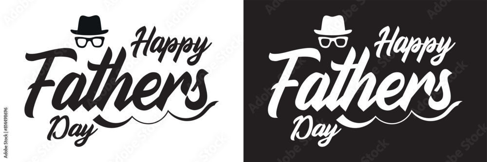 Poster happy father's day lettering . handmade calligraphy vector illustration. father's day card. isolated - Posters