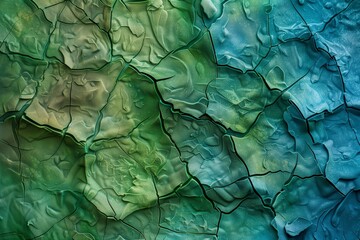 Fototapeta premium Abstract embossed with natural texture and irregular pattern in green and blue