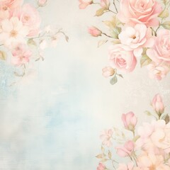 Pink roses on a blue background