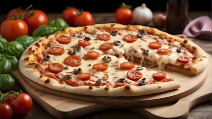 Pizza with cheese and tomato toppings makes you feel cozy and at home, like you're eating home-cooked meals with your family.