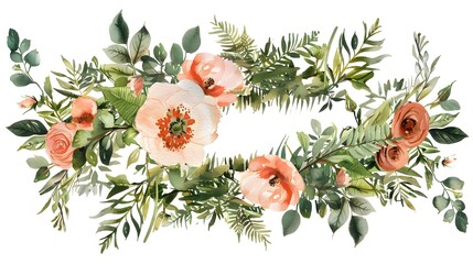 Botanical border watercolor frame
