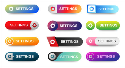 Obraz premium Settings buttons icon set design vector. Modern gradient web buttons. web elements. 