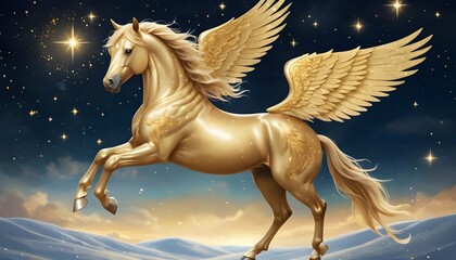 Obraz na płótnie Canvas Design a magical depiction of a golden horse with upscaled_3