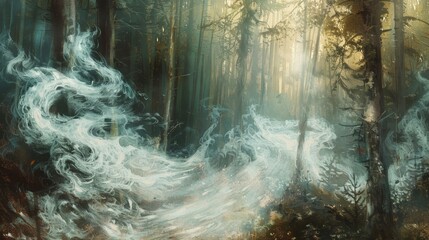 Obraz premium Ethereal mists swirling evoking a sense of mystery wallpaper