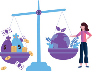 Girl looking at life scale.