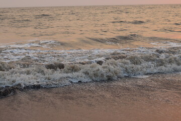 Water waves of Ocean at evening time