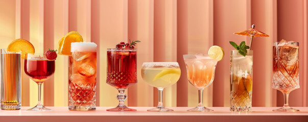 Summer Cocktail Assortment with Fruit Garnishes