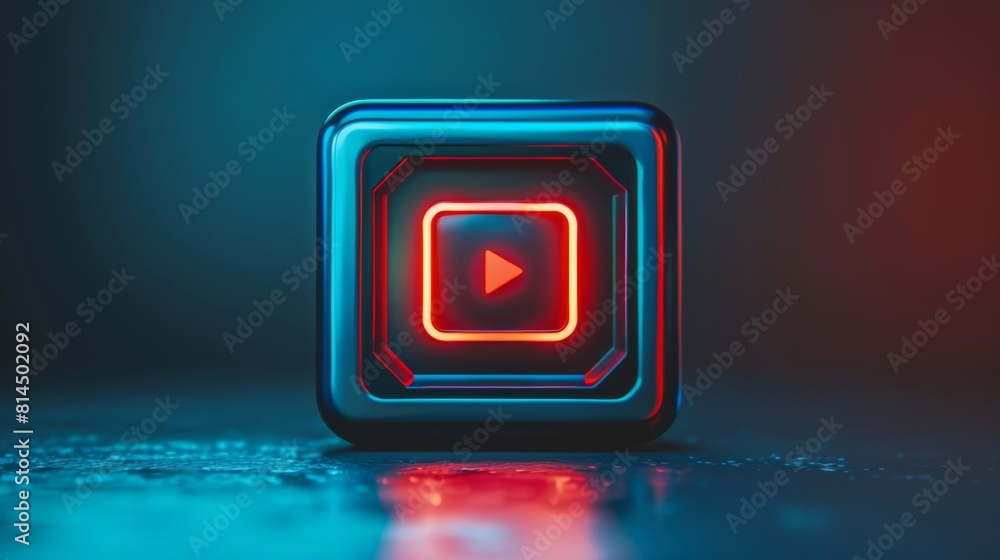 Sticker intro video play button image blue color