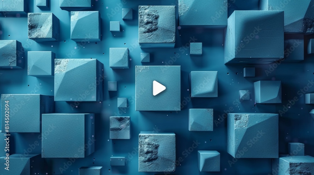 Sticker intro video play button image blue color