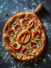 Clef made of pizza. A musical symbol used to indicate which notes are represented by the lines and...