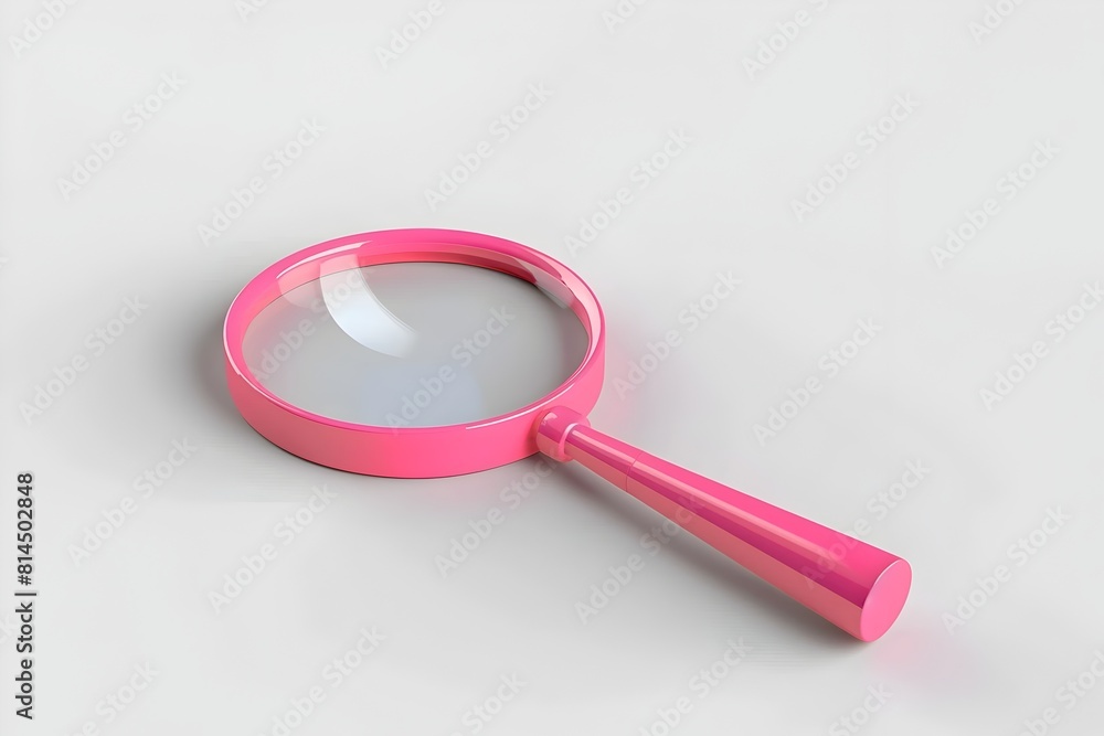 Poster cute magnifier glass icon minimalist design for mobile apps or web interfaces 3d render with