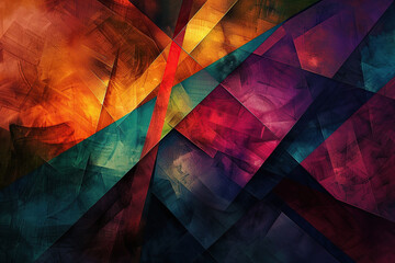 horizontal image of a colourful geometric abstract painting background - Powered by Adobe