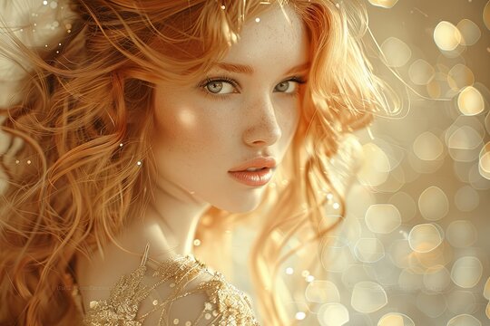 Angelic Sasha: Shimmering Lights in Digital Brushstrokes