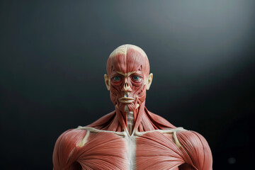 A man's face is shown with a lot of detail, including his muscles