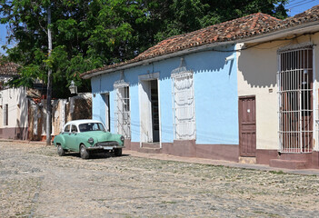 The deserted streets of the colonial city of Trinidad in Cuba