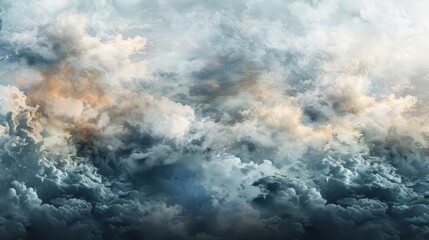 Obraz premium Cloud layers merge and overlap creating depth and atmosphere wallpaper