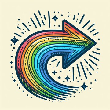rainbow color arrow right direction hand drawn