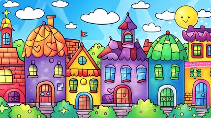 a digital art illustration of a whimsical house in cartoon style