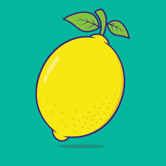 Lemon vector art illustration, Lemon clipart flat design, fresh lemon cartoon 