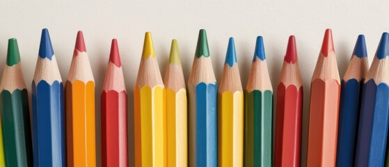 Fototapeta premium A row of pencils with different colors