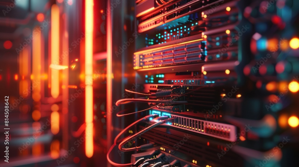 Poster server room, data,.concept of big data storage and cloud computing technology.