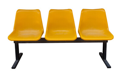 Yellow bus stop chair on White background