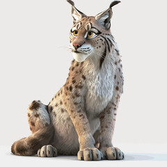 Obraz premium Eurasian lynx (Lynx lynx) isolated on white background