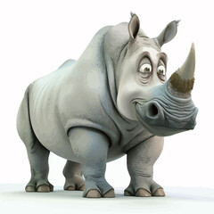Obraz premium 3D Render of a Rhinoceros isolated on white background