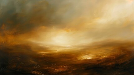 Obraz premium Warm glow suffuses misty landscape wallpaper