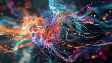 Obraz premium Colorful burst depicts creative neural networks wallpaper