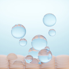 Vitamin drop on soft skin. Skin Serum, Skin Repair, moisturizer, collagen serum, skin care cosmetics solution, 3d illustration.