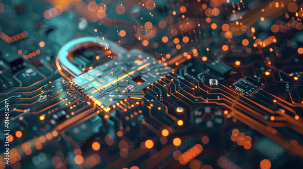 Aufkleber digital padlock icon of cyber security and data protection technology,.and business data privacy con