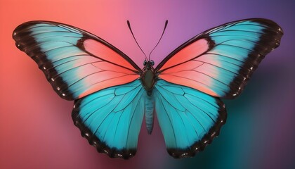 A butterflys wings displaying gradients of vibran