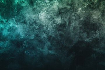 Obraz premium Abstract backdrop Cloud of green and blue smoke on a black isolated background soft mystery horror design, spooky background texture concept 