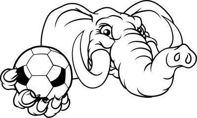 An elephant soccer football sports animal mascot holding a ball