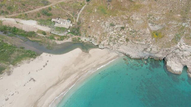 Aerial footage of Potamia in Evia Greece