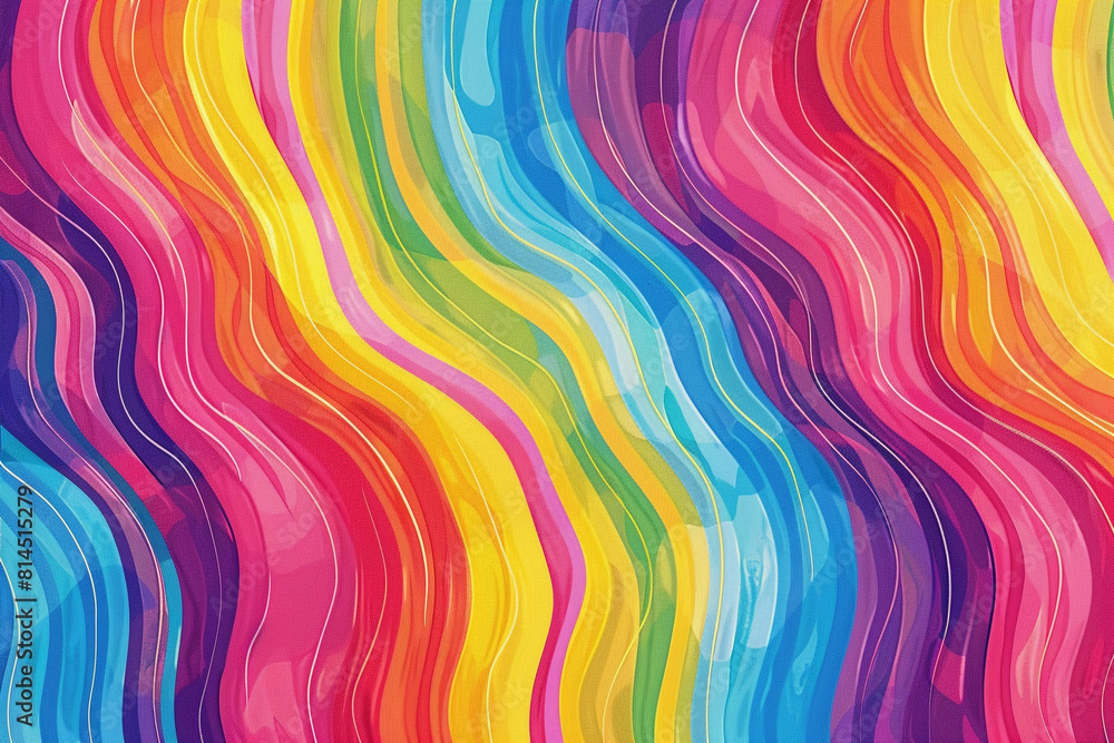 Poster abstract background of rainbow groovy wavy line design in 1970s hippie retro style pattern ready to 