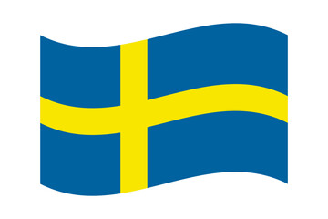 Vector illustration of wavy Sweden flag on transparent background