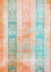 Distressed Vintage Wallpaper with Floral Stripes