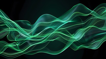 Digital technology green and black flowing lines poster web page PPT background