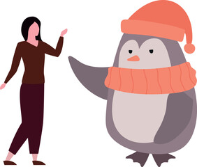 The penguin is angry with the girl.