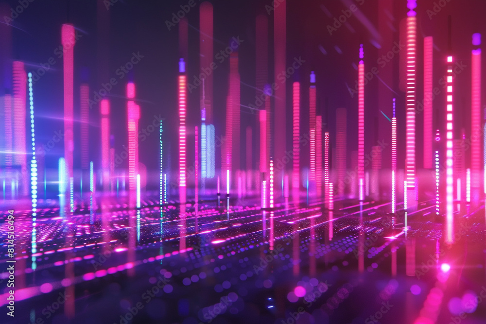 Poster abstract background with equalizer effect neon lights sound waves