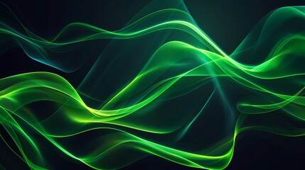 Digital technology green and black flowing lines poster web page PPT background