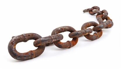 Fototapeta premium rusty old chain isolated on a white background