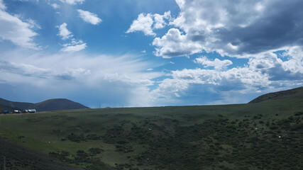 high altitude mountain around sunset in summer