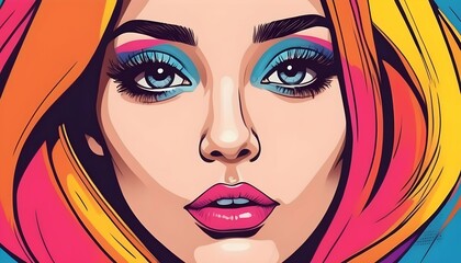 Illustrate a girls face in a pop art inspired lin upscaled_3