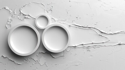 White abstract texture background with three round buttons. Generative AI