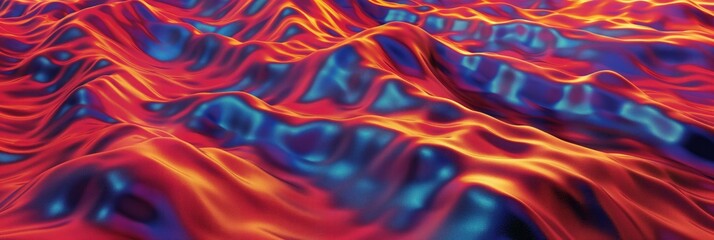 Fiery red and blue abstract waves with intense hues and dynamic patterns, creating a visually engaging effect.
