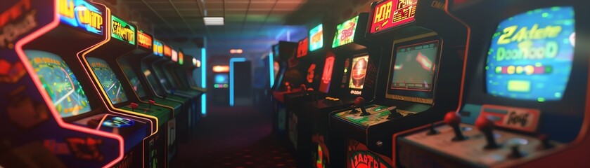 An arcade full of old-school video games